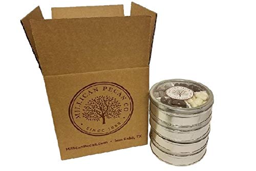 Premium Chocolate Pecan Gift Tin - 1 Lb Gourmet Pecan Treats (Pack of 4) | Millican Pecan Since 1888 | Texas-Made Holiday & Corporate Gift | Perfect for Christmas, Birthdays & Office Gifts