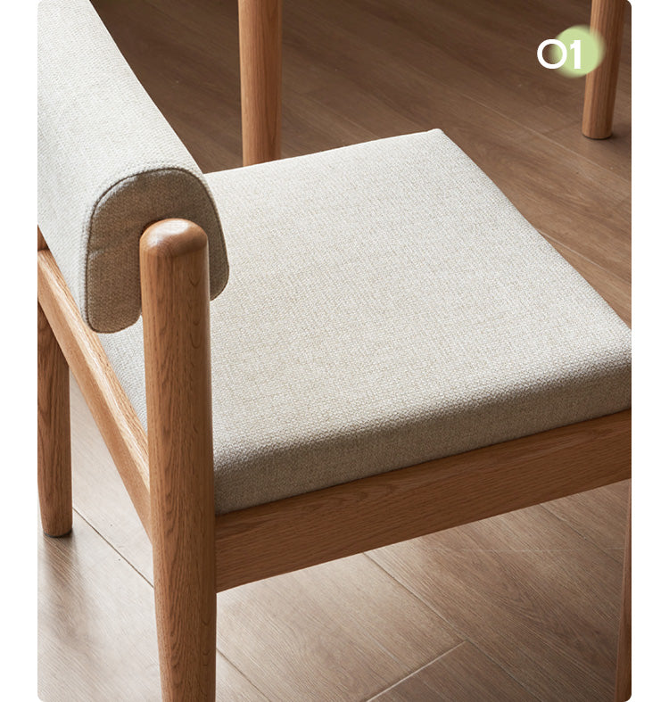 Solid Oak Wood Low Back Small Dining Chair - Modern Kitchen & Breakfast Nook Seating - Perfect for Small Spaces & Compact Dining Areas
