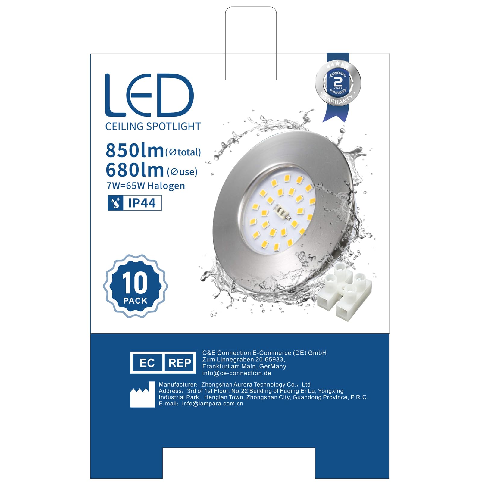 HiBay 20-Pack 7W Ultra Slim LED Recessed Downlights - IP44 Rated, Cool White 6000K, 240V - Perfect for Living Room, Bedroom, Hallway & Office Lighting