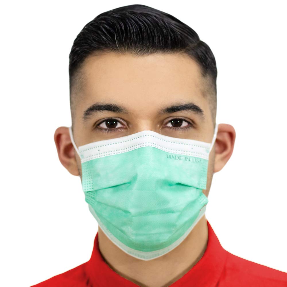 4-Ply Breathable Disposable Face Masks - Made in USA - Comfortable Elastic Ear Loops - Multiple Colors (500 Pack, Mint Green) - Perfect for Daily Use, Travel, Work & Public Safety