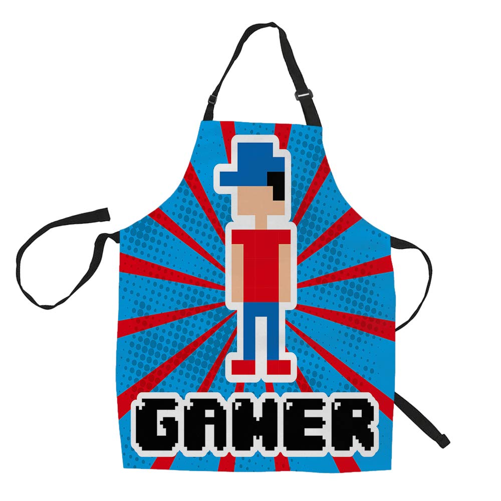 HGOD DESIGNS Gamer Apron - 100% Polyester Adjustable Kitchen Apron for Cooking, Gaming & Cosplay - Perfect for Gamers, Chefs & Anime Fans