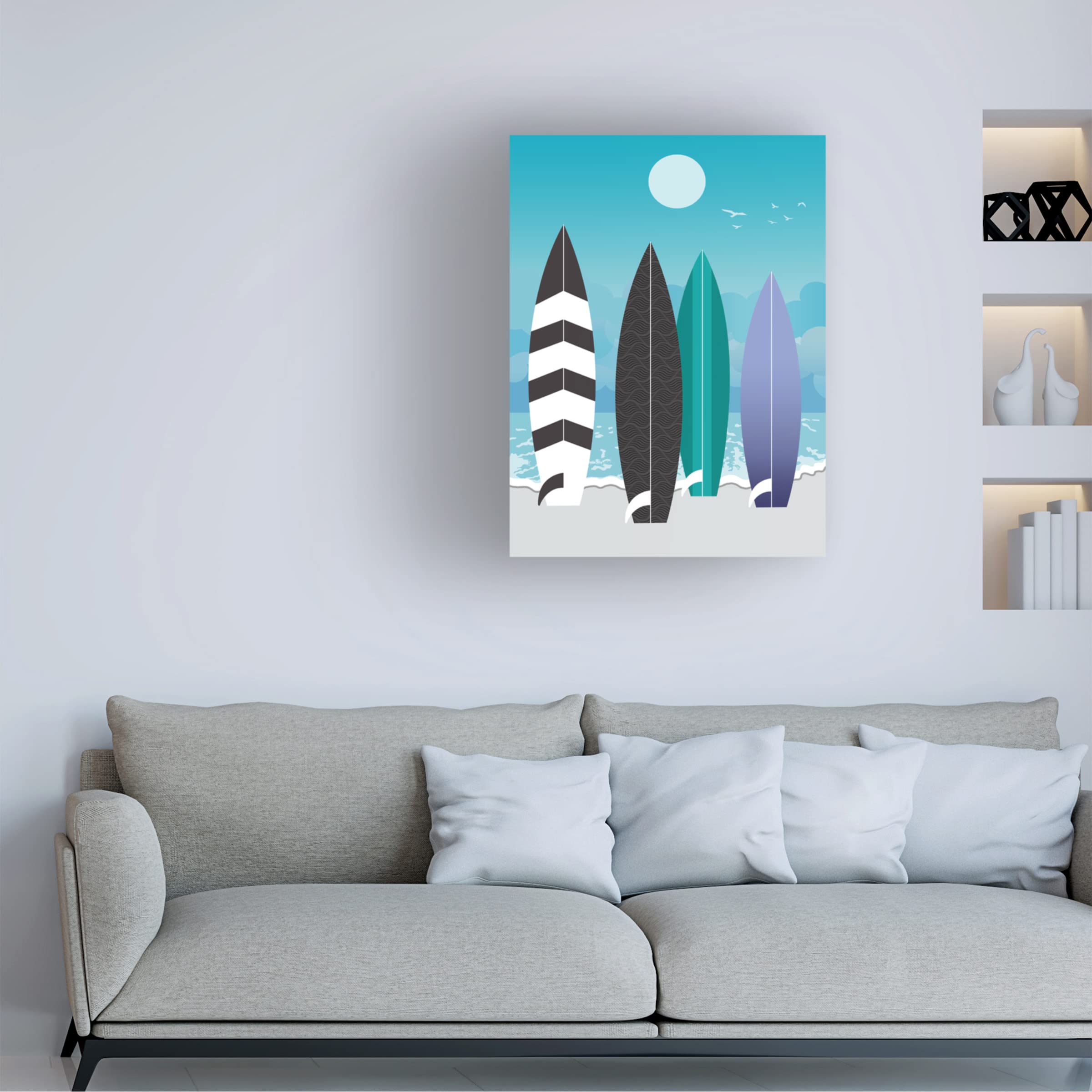 Trademark Fine Art 'Surfboards' Canvas Wall Art by Ayse - Perfect for Beach House Decor, Coastal Living Room, or Surf Lover's Gift