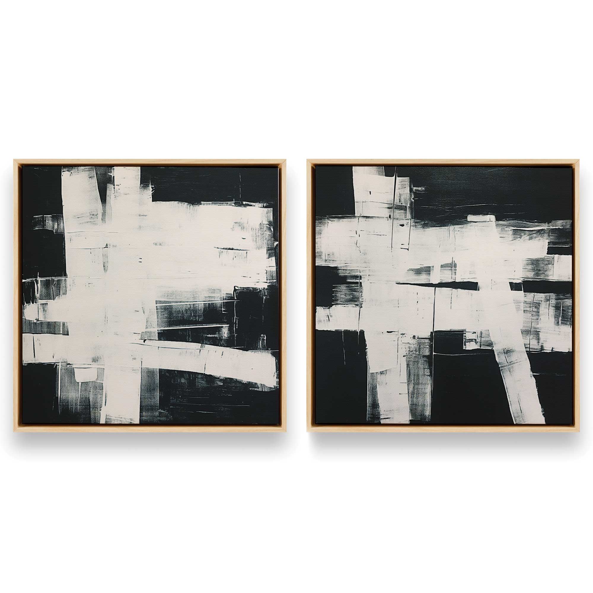 Eclipsed Onyx Tangle Wall Art - Set of 2 Canvas Prints for Modern Home & Office Decor | Perfect for Living Room, Bedroom or Workspace
