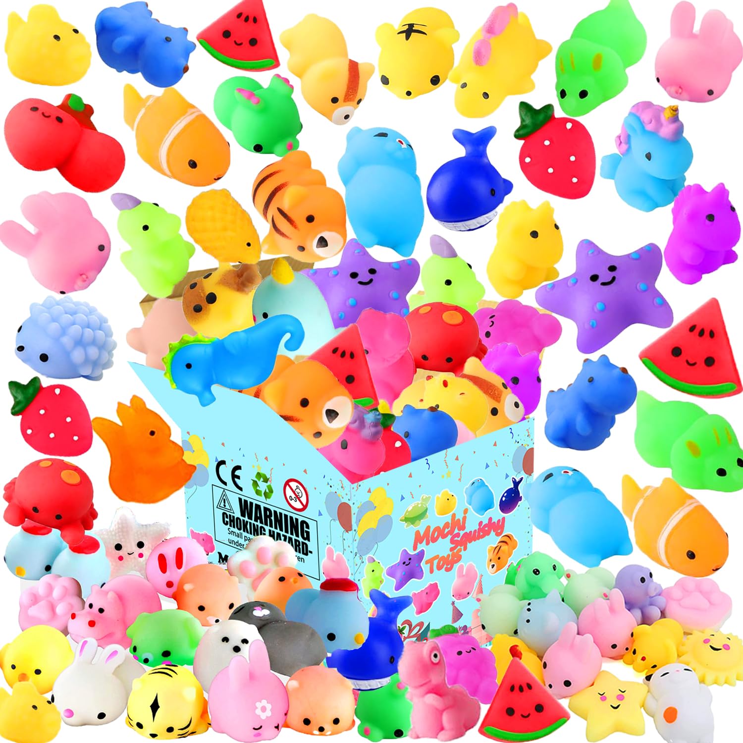 30 Pcs Mochi Squishy Toys - Kawaii Mini Stress Relief Toys for Kids, Easter Egg Stuffers, Party Favors, Classroom Prizes & Goodie Bag Fillers - Perfect for Birthday Parties, Easter Baskets, Treasure Boxes & Pinata Fillers