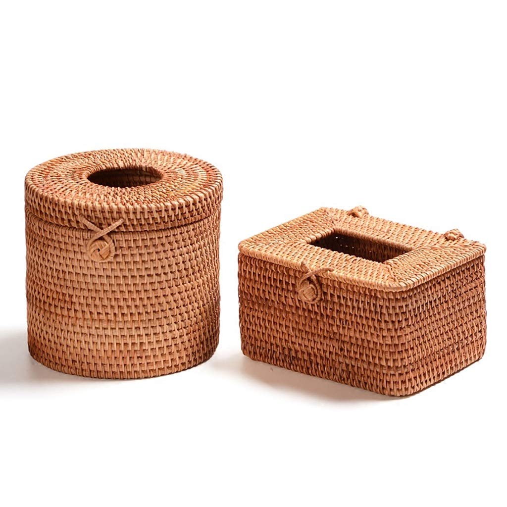 Round Woven Tissue Box Holder - Handmade Napkin Dispenser Organizer for Home, Office & Car Decor | Stylish & Functional (Style-4) | Perfect for Living Room, Bathroom & Automotive Interior Decoration