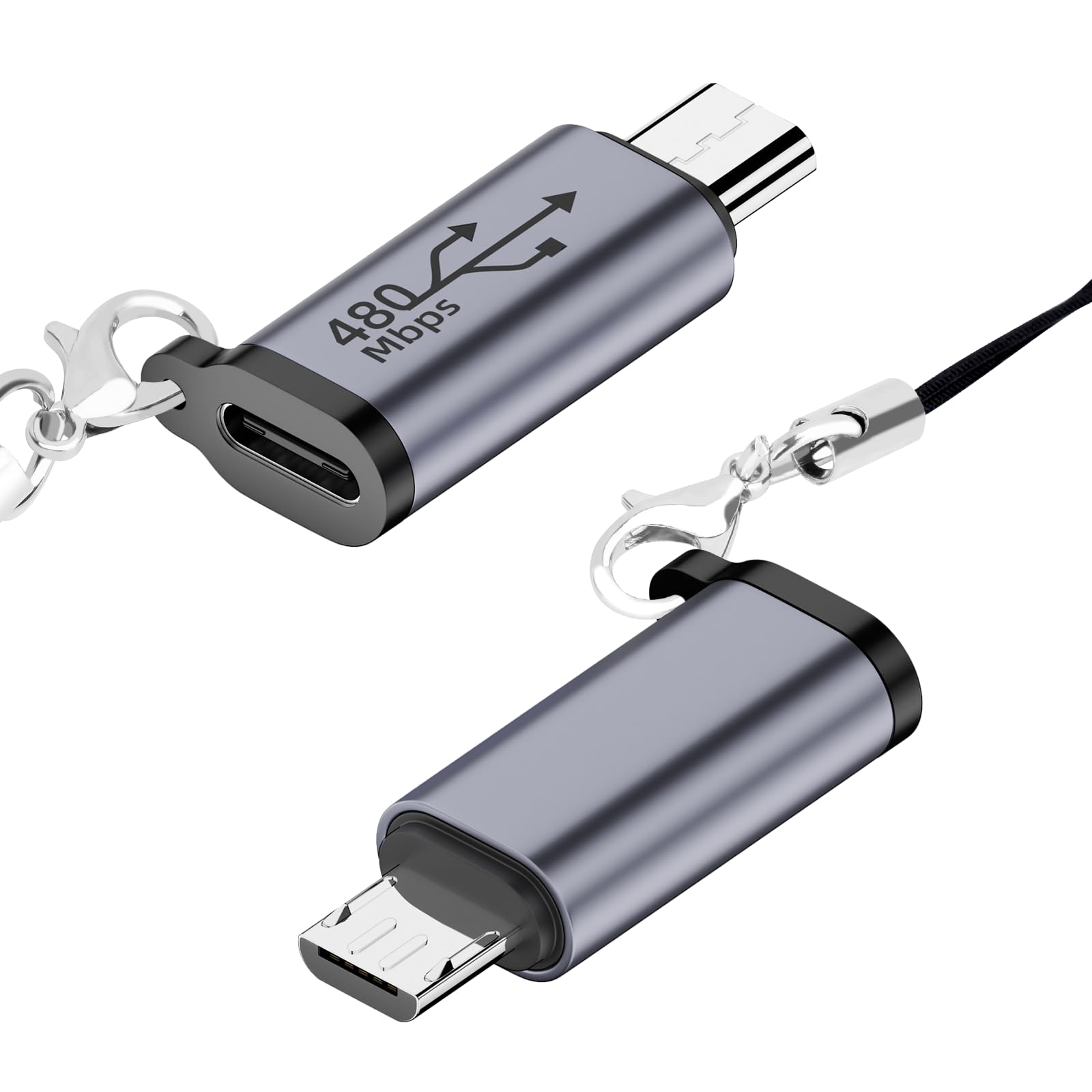 USB C to Micro USB Adapter (2 Pack) - Type C Female to Micro Male for Samsung S8/S8+ - Fast Charging & Data Sync
