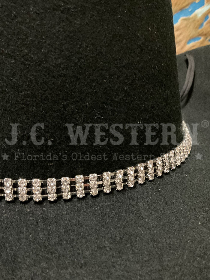 Fashionwest HB61 3SC Rhinestone Hat Band - Silver Western Cowboy Hat Accessory for Rodeo, Country Music & Outdoor Events