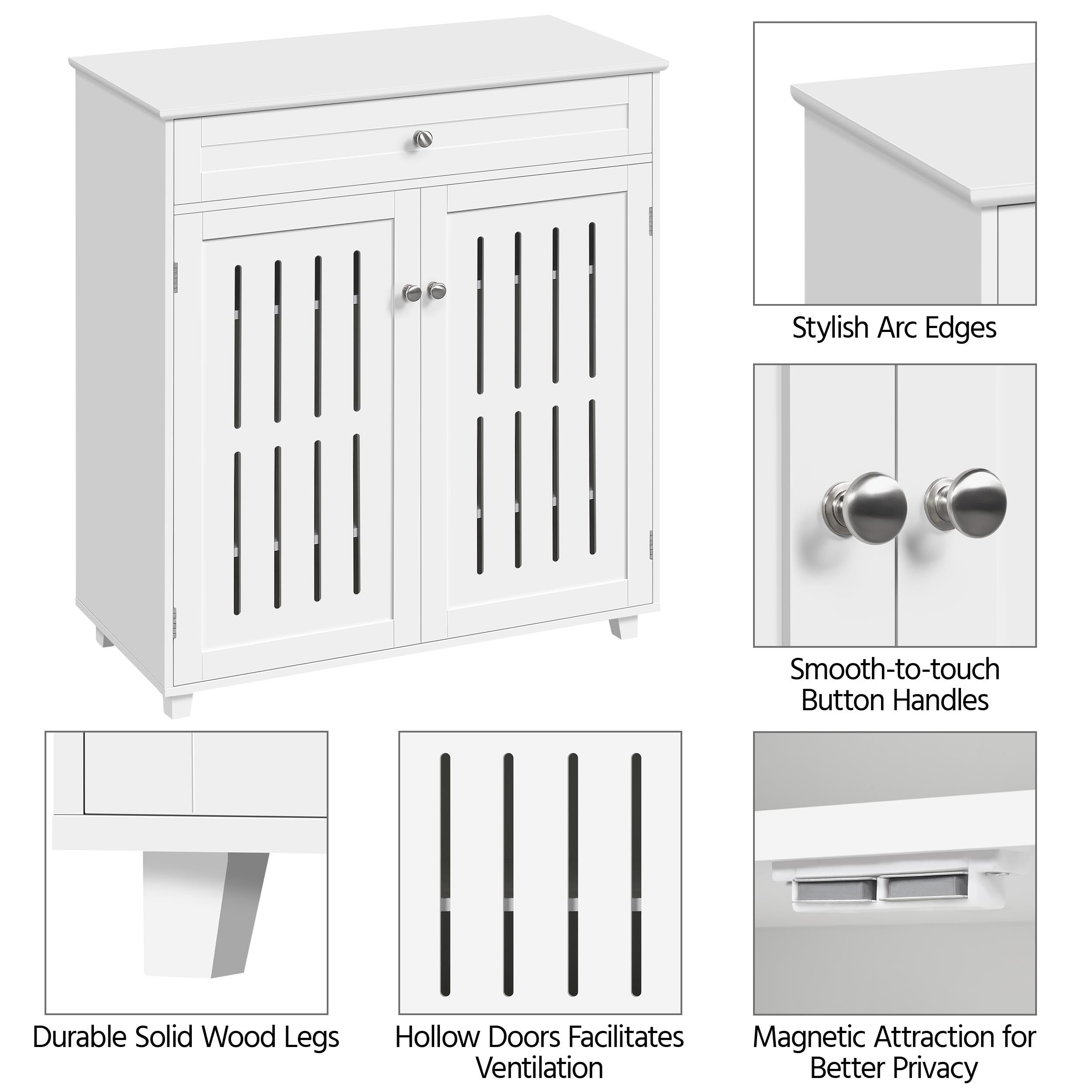 Topeakmart White Wooden Shoe Storage Cabinet with 1 Large Drawer & 4 Shelves, 2 Louvered Doors - Entryway Organizer for Shoes, Boots & Accessories - Perfect for Living Room, Hallway & Closet Organization