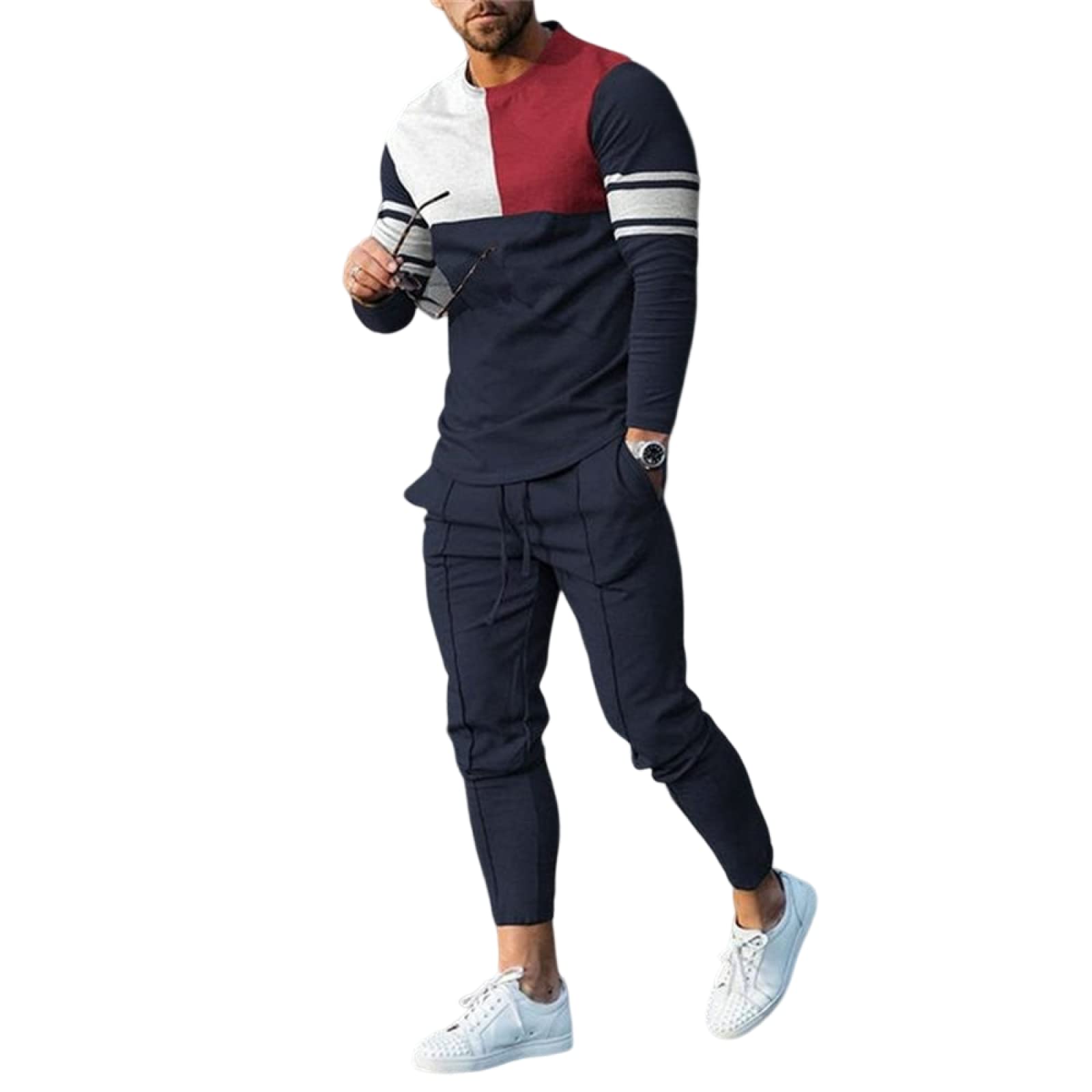 Men's Comfortable Sports Track Suit - Long Sleeve Pullover & Sweatpants for Gym & Casual Wear