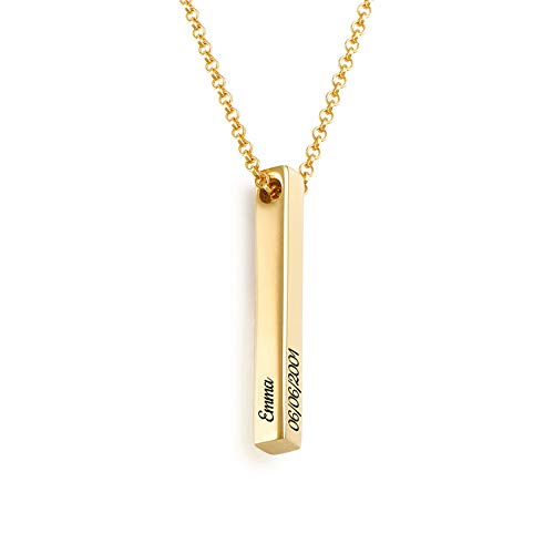 Personalized Name Engraved Bar Necklace - Custom Vertical Bar Pendant in Sterling Silver/Copper - Unique Birthday Gift for Women, Girlfriend, Wife - Perfect for Anniversaries, Valentine's Day & Special Occasions