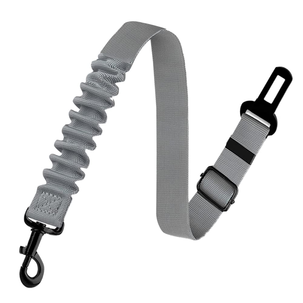 **Adjustable Nylon Pet Car Seat Belt - Safety Harness for Dogs & Cats - Retractable Vehicle Seatbelt for Small & Large Pets - Perfect for Road Trips & Daily Commutes (Gray)**