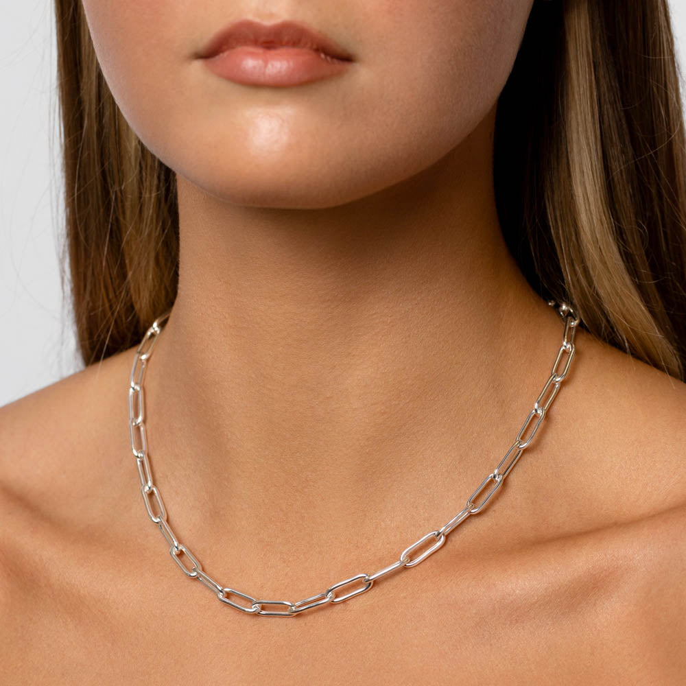 Stylish Silver Boyfriend Paperclip Chain Necklace - Perfect for Layering & Everyday Wear