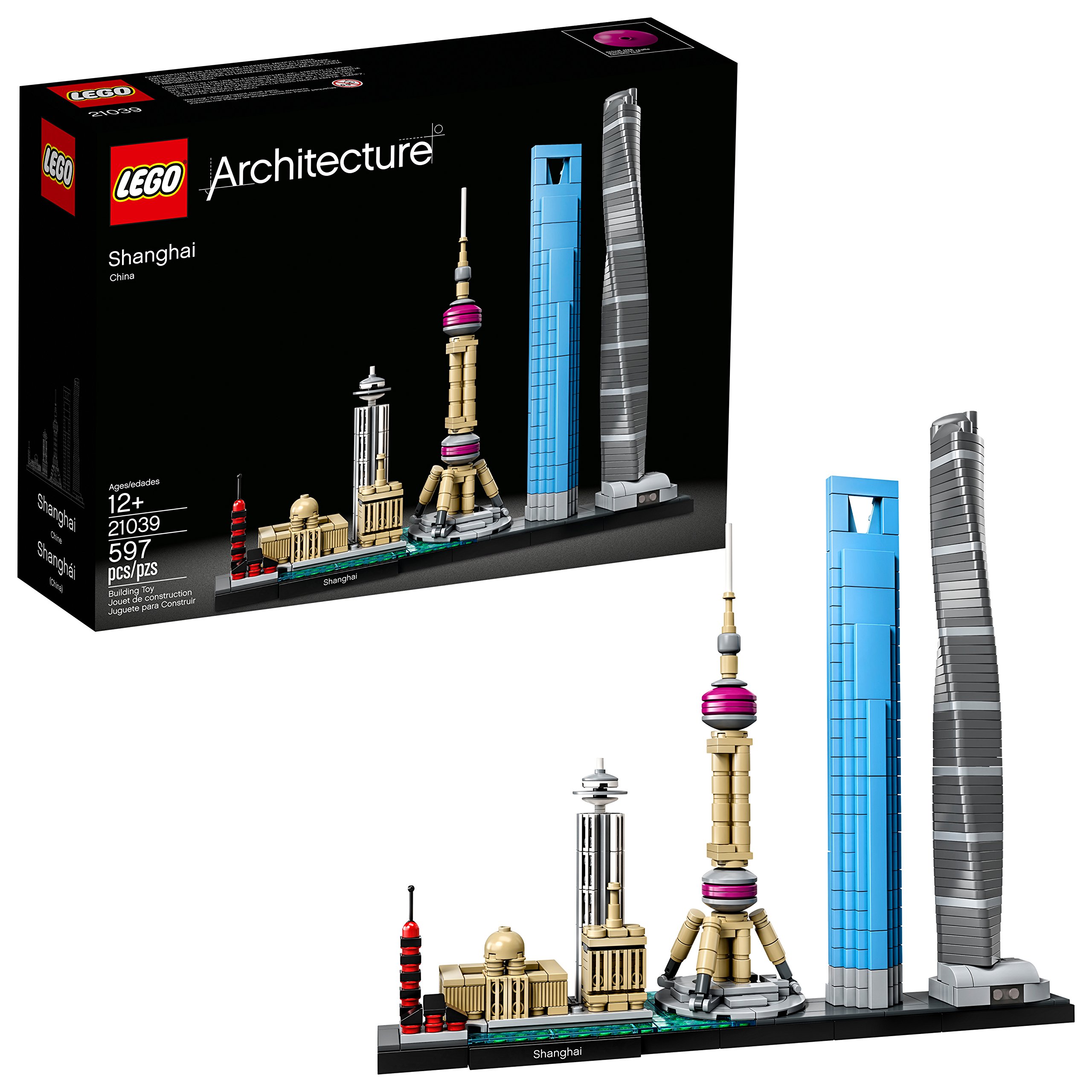 LEGO Architecture Shanghai Skyline Building Set - 21039 Model Kit with 597 Pieces for Adults & Collectors - Perfect for Home Decor, Office Display & Gift Giving