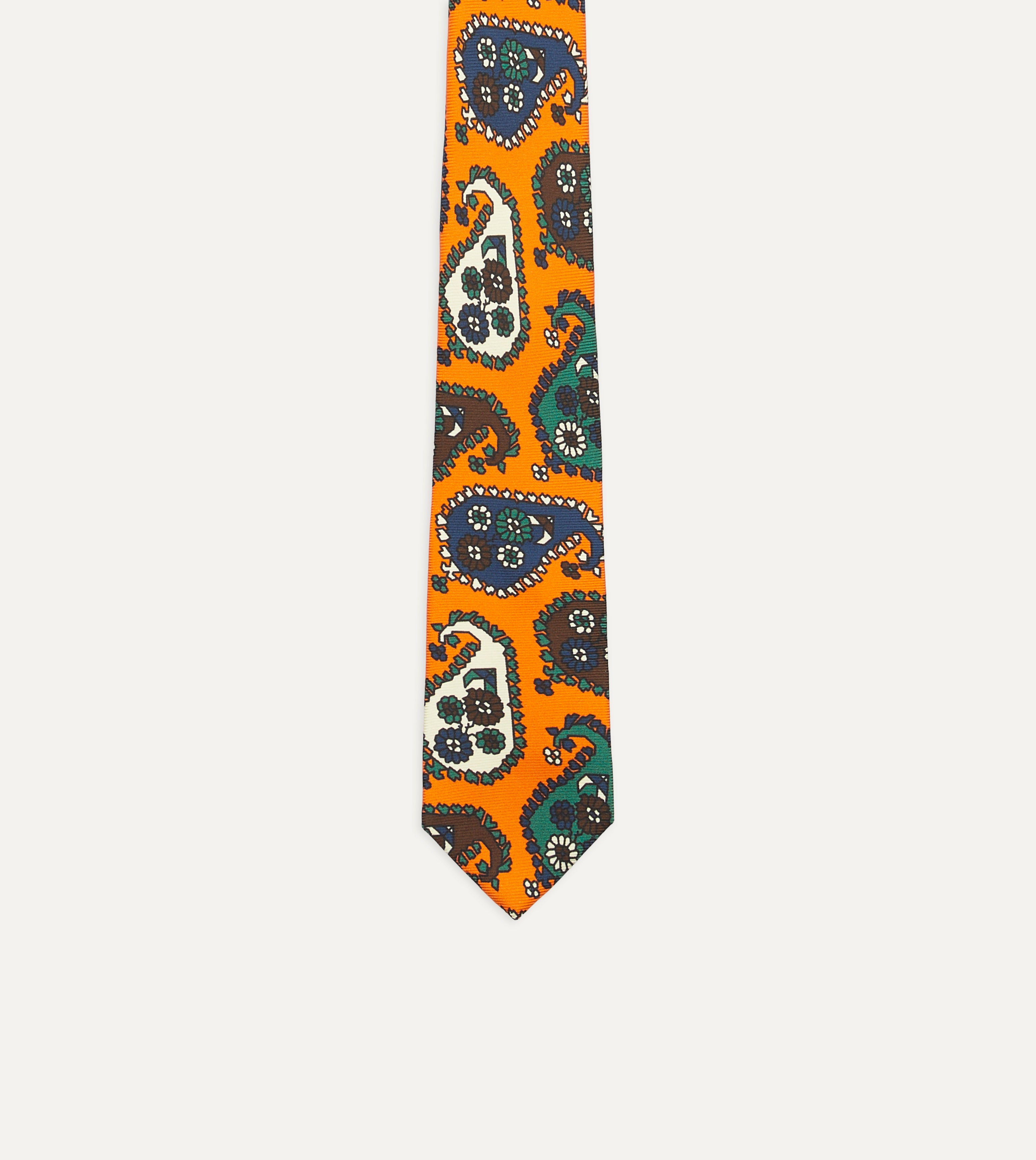 Stylish Orange Geometric Paisley Print Silk Necktie for Men - Perfect for Business, Weddings & Formal Occasions
