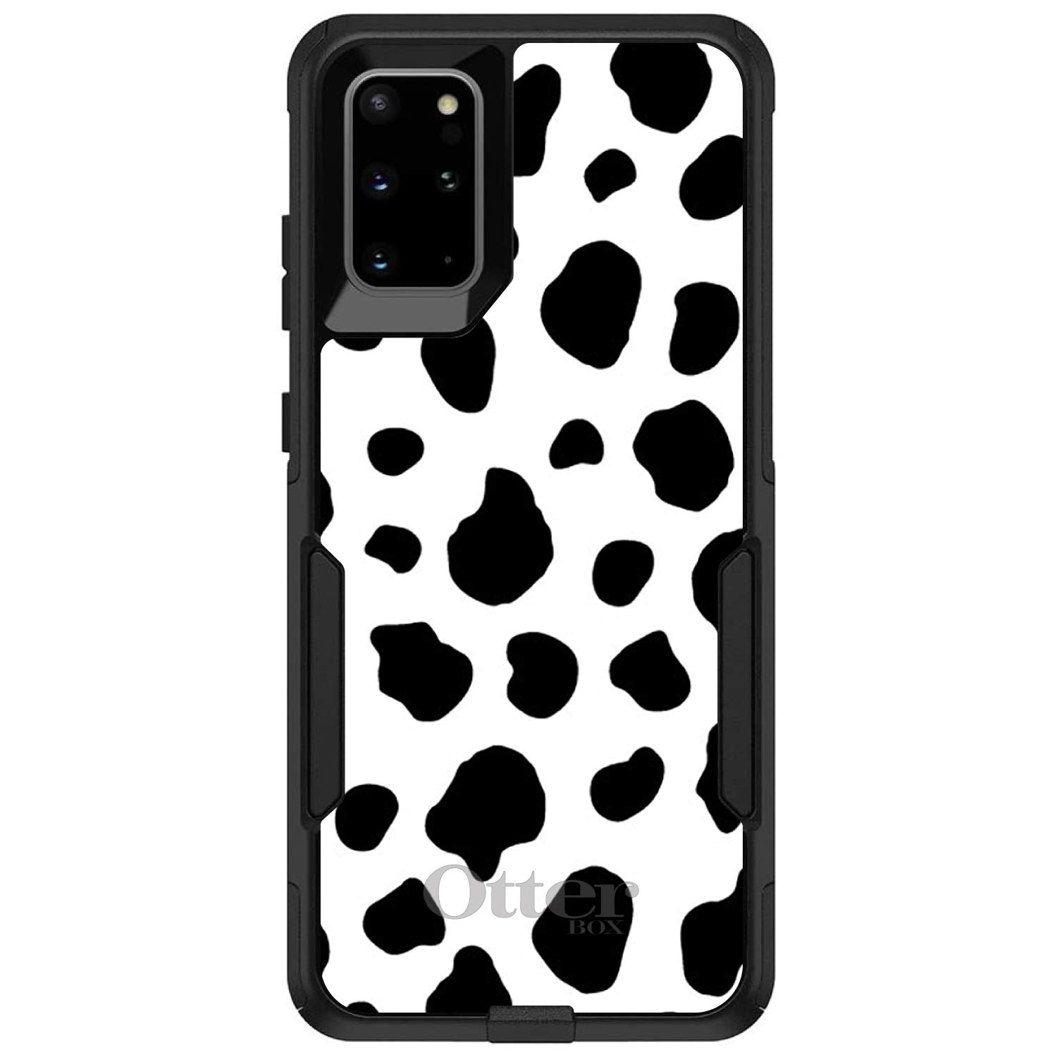 DistinctInk Samsung Galaxy S20 Plus & S20 Plus 5G Case (6.7 Inch) - Durable Protective Phone Cover with Black & White Cow Dalmatian Spots Animal Print - OtterBox Commuter Replacement - Perfect for Work, Travel & Everyday Use