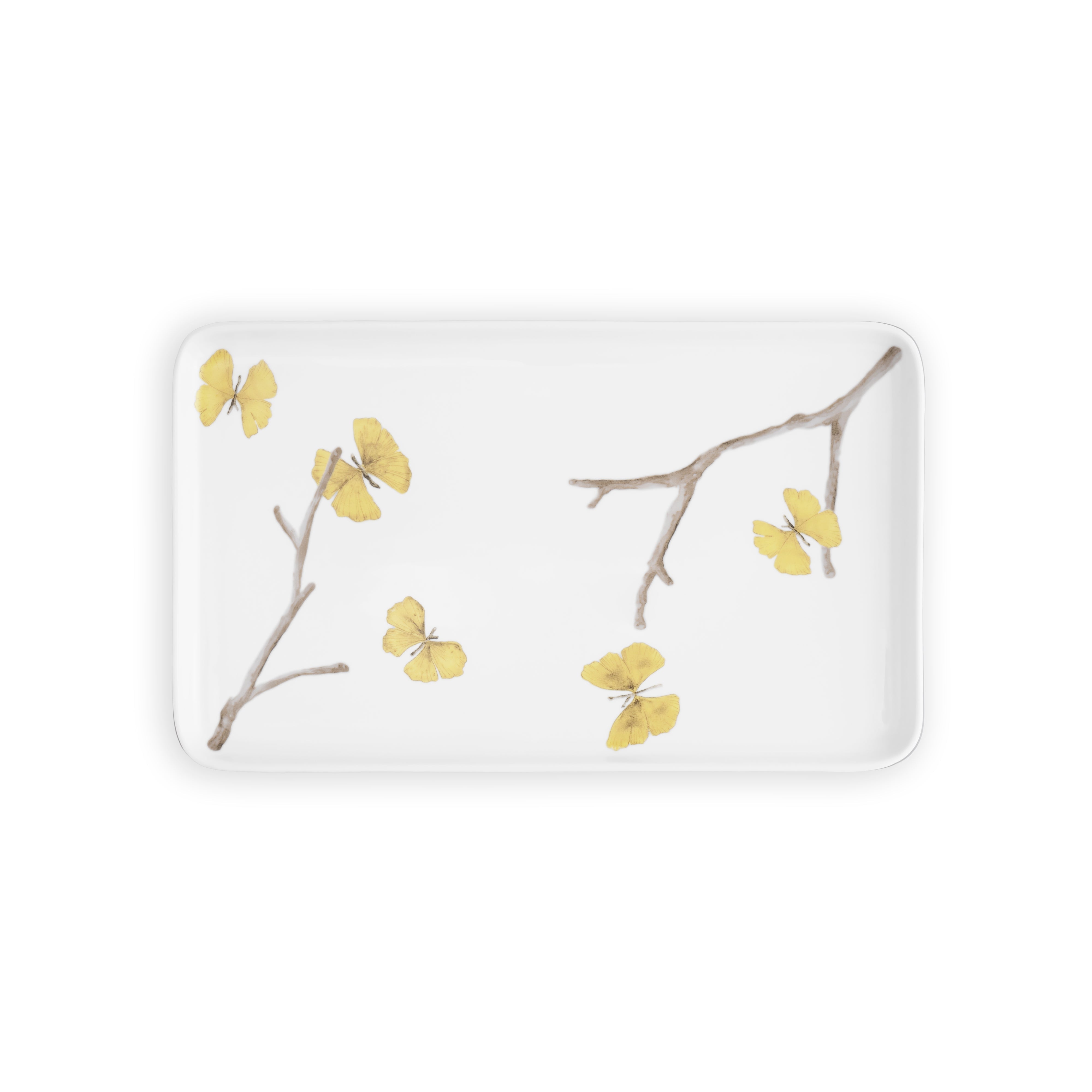 Butterfly Ginkgo Porcelain Bathroom Set - Elegant Soap Dish, Toothbrush Holder & Tumbler for Spa-Like Luxury at Home