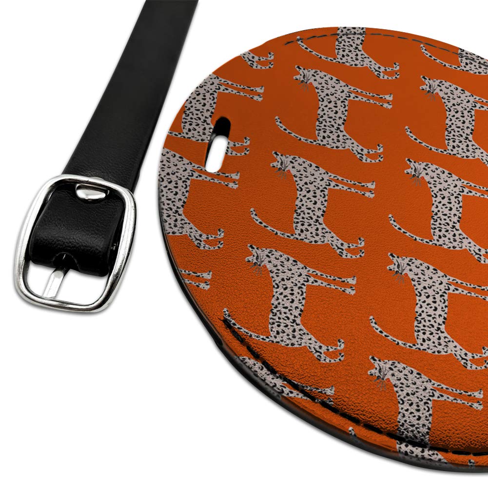 Cheeky Cheetahs Round Leather Luggage Tag - Durable Suitcase ID Tag for Carry-On Bags - Perfect for Travel Identification & Baggage Tracking