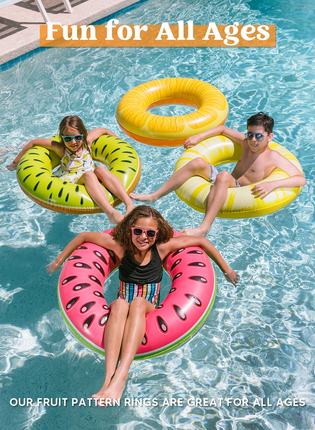 **Sloosh 4-Pack Inflatable Pool Floats & Swim Tubes - Fun Pool & Beach Toys for Kids & Adults - Perfect for Swimming, Parties, and Summer Relaxation**