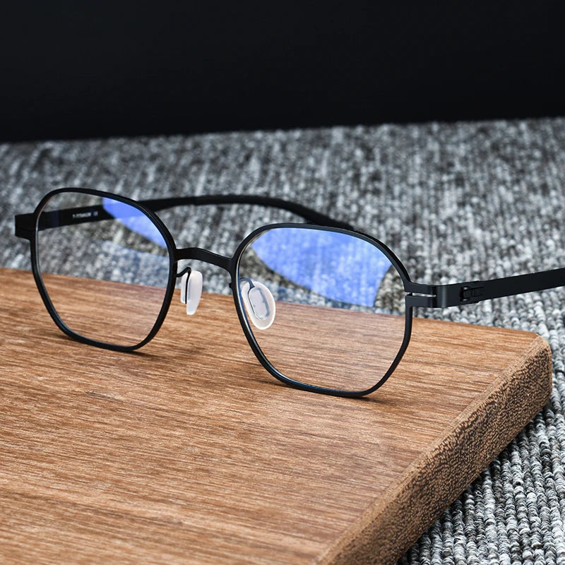 Stylish Unisex Black Titanium Full Rim Polygon Oval Eyeglasses S993 - Perfect for Reading, Work & Fashion Accessories