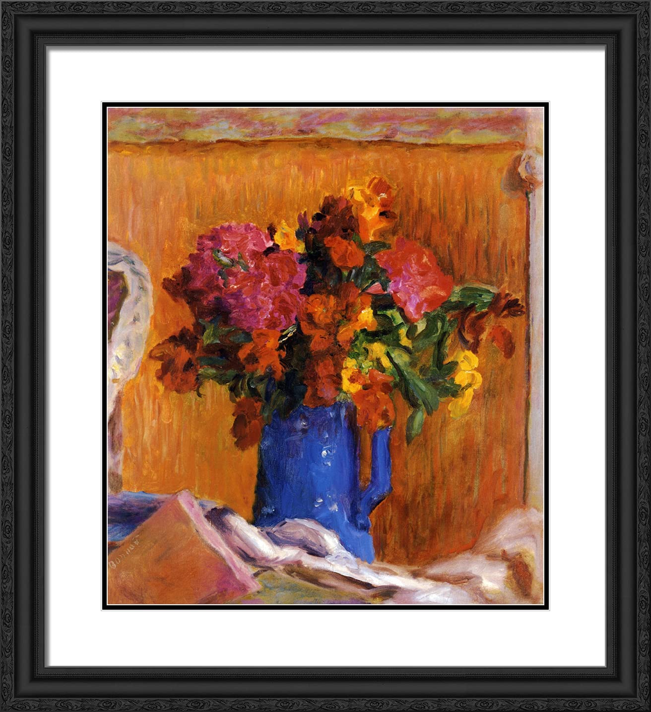 Pierre Bonnard 'The Blue Pot' 20x22 Black Ornate Framed Art Print with Double Matting - Vintage Wall Decor for Living Room, Bedroom & Office
