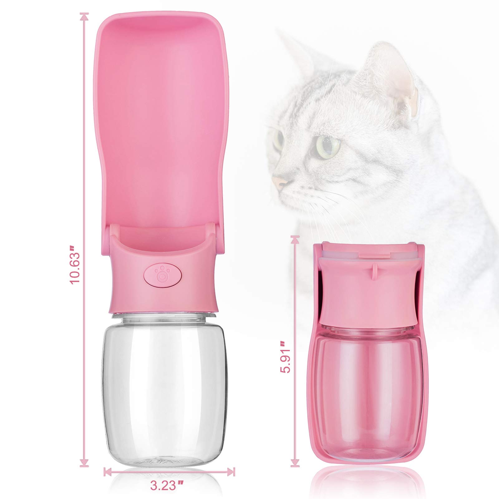 Foldable Dog Water Bottle - Portable Pet Water Dispenser for Dogs & Cats | Leak Proof, BPA-Free, Food Grade Plastic | Ideal for Outdoor Walking, Hiking, Travel, Camping & Daily Use (Pink)