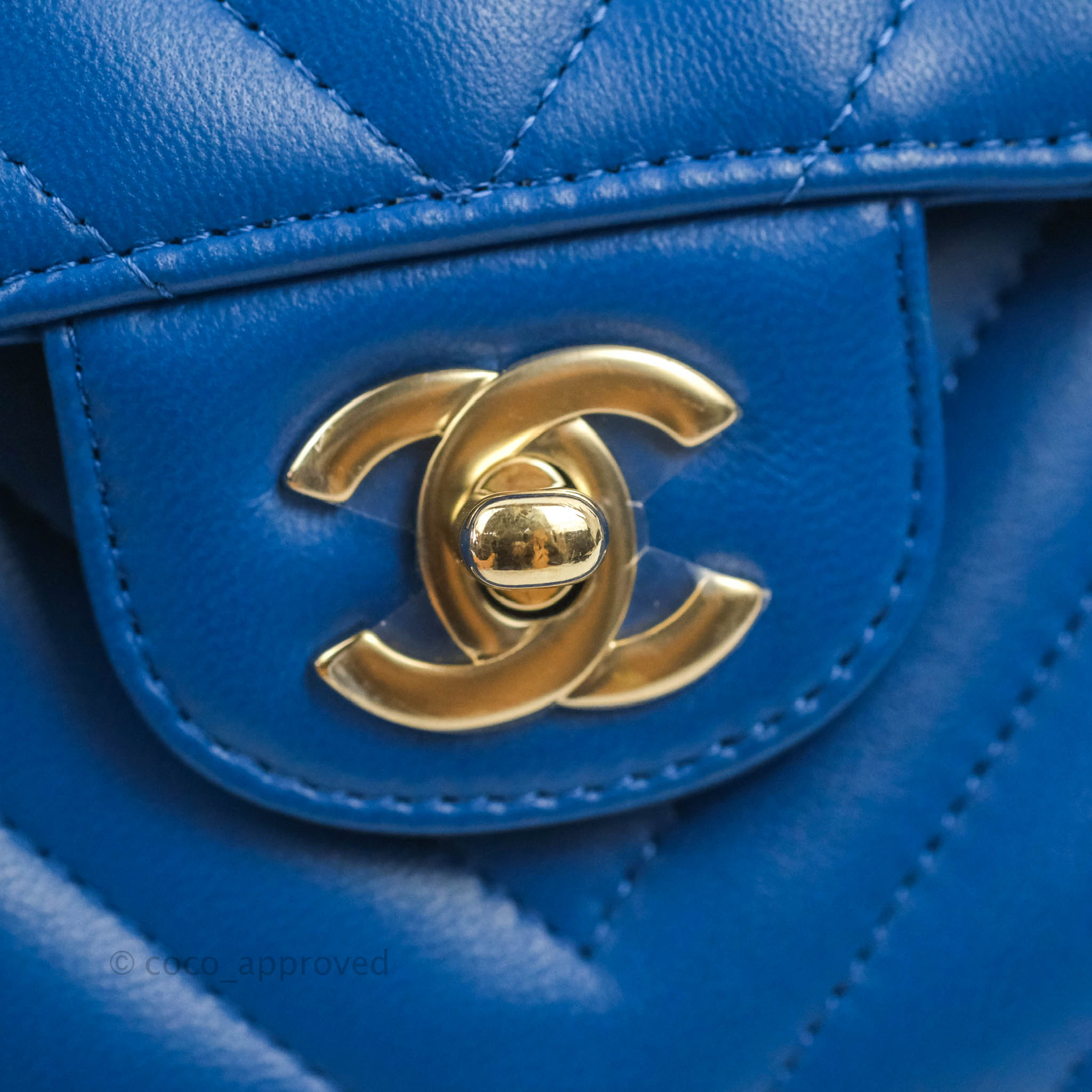Chanel Classic Chevron Small Double Flap Bag in Blue Lambskin Leather with Gold Hardware - Luxury Crossbody Purse for Women, Perfect for Evening Events & Date Nights