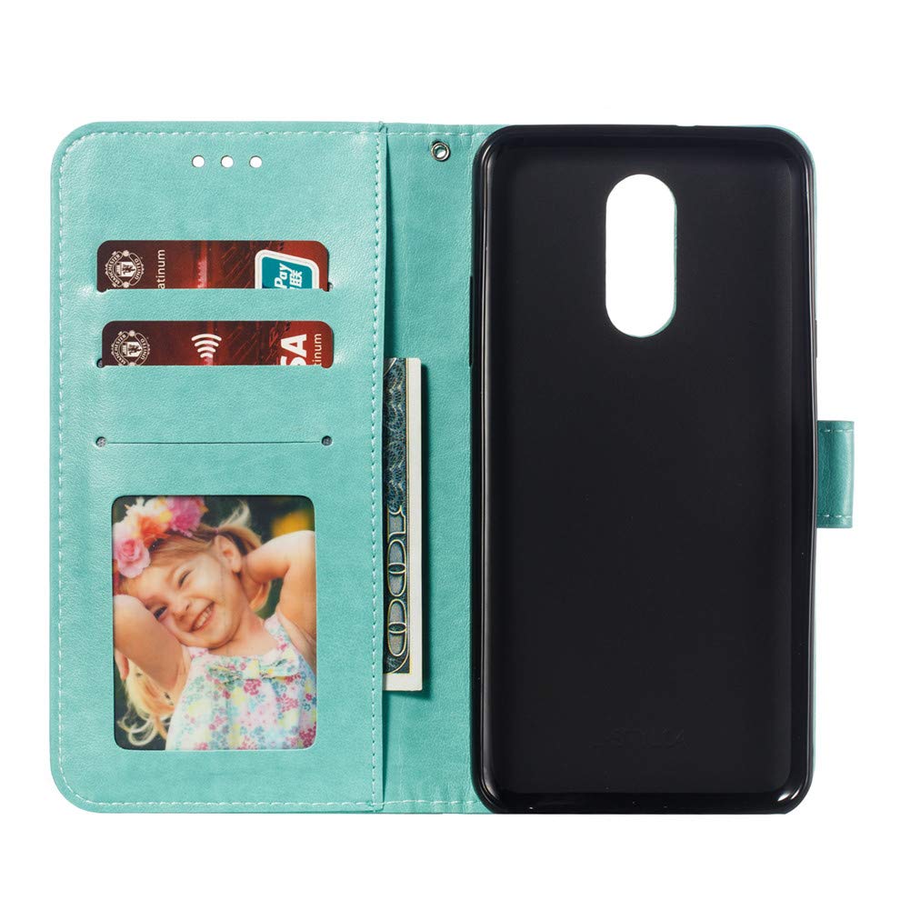 QIVSTAR Magnetic Wallet Case for LG Stylo 4/Q Stylus Plus - PU Leather Flip Cover with Card Slots & Kickstand, Scratchproof Protective Mandala Green Case | Perfect for Work, Travel & Everyday Use