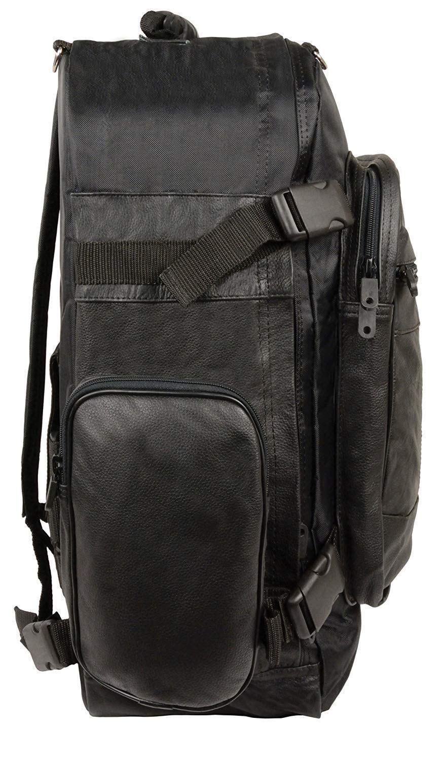 Milwaukee SH540 Medium Black Leather & Textile Motorcycle Sissy Bar Backpack - Durable Storage for Rides, Commuting & Road Trips - One Size Fits All