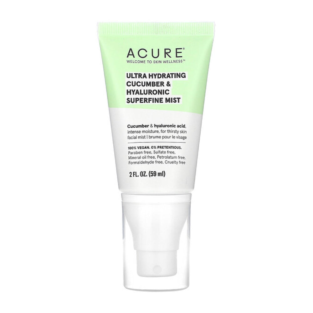ACURE Ultra Hydrating Cucumber & Hyaluronic Acid Face Mist 59ml - Refreshing Hydration Spray for Dry Skin, Perfect for Travel & Daily Skincare Routine