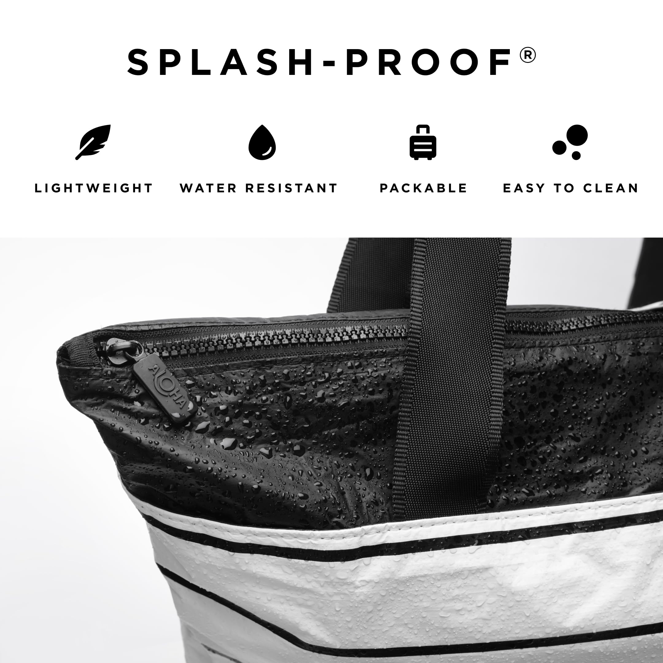 ALOHA Collection Lightweight Packable Splash-Proof Beach Tote Bag - Easy to Clean & Water-Resistant - Perfect for Travel, Shopping, and Beach Days