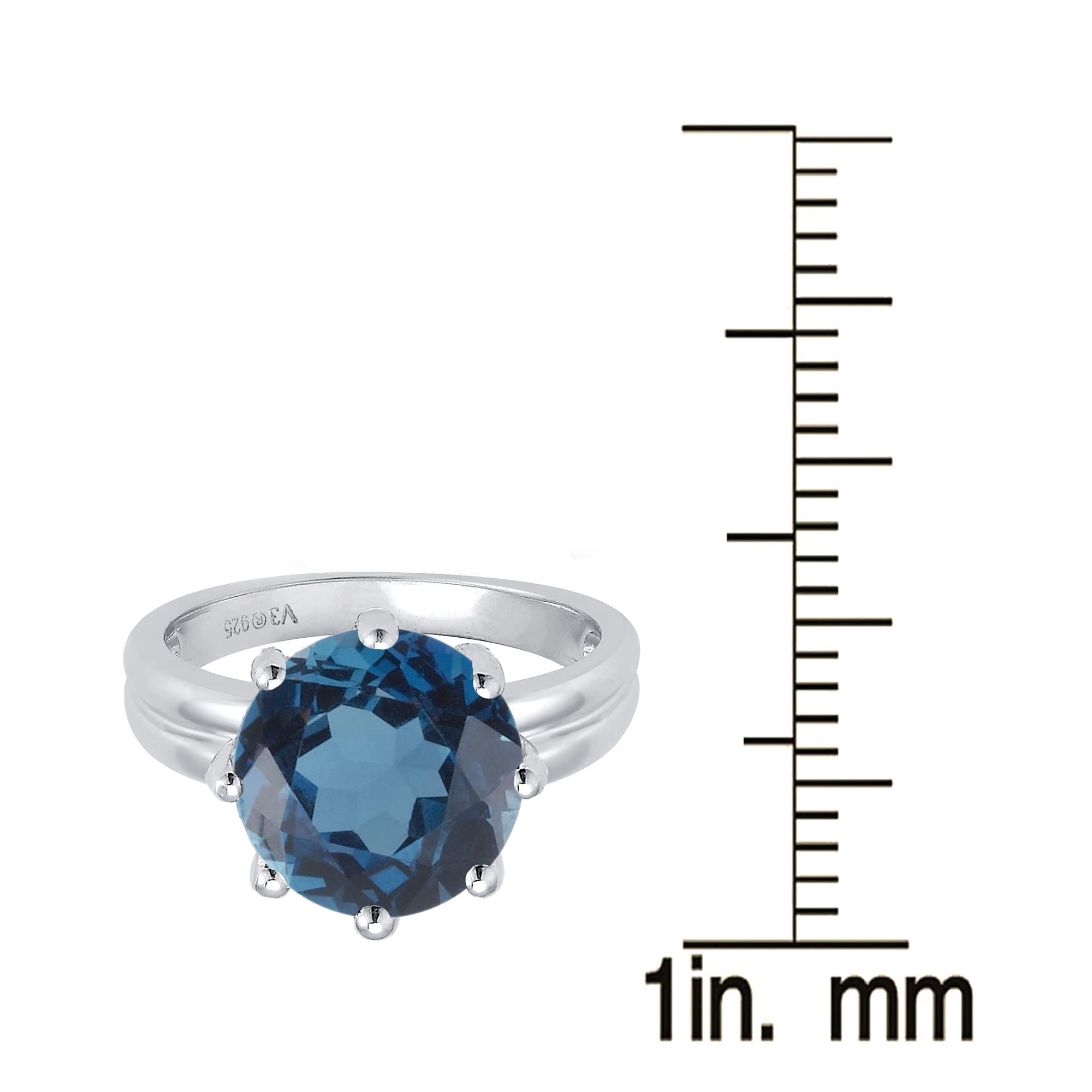 Natural London Blue Topaz Sterling Silver Solitaire Ring – Elegant Jewelry for Women, Perfect for Engagement, Wedding & Special Occasions
