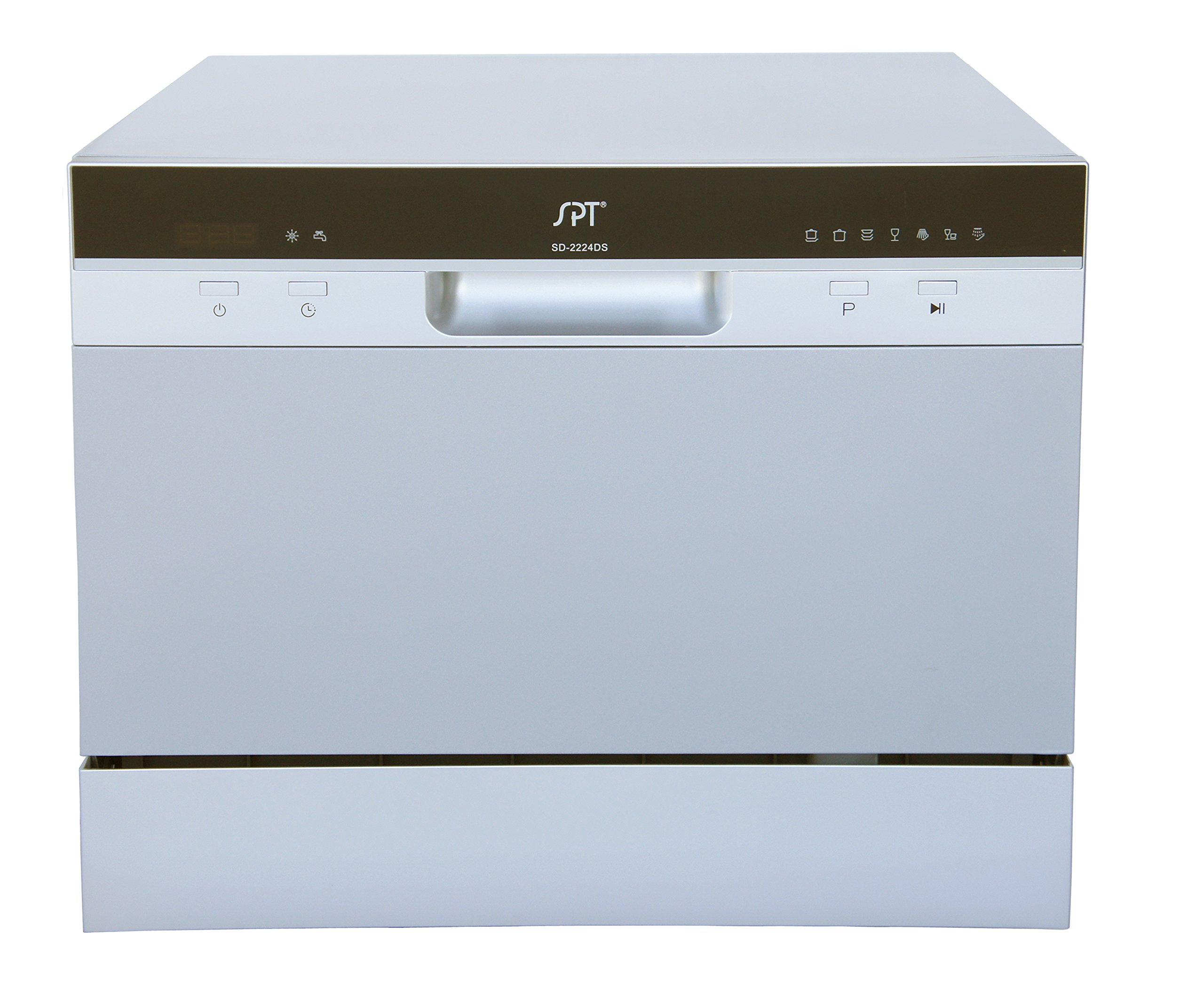 SPT SD-2224DSB ENERGY STAR Certified Compact Countertop Dishwasher with Delay Start Timer, LED Display - Silver | Space Saving for Apartments, Dorms, RVs & Small Kitchens