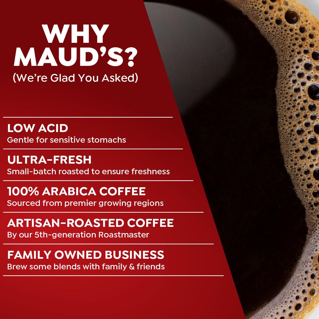 Maud's Medium Roast Coffee Pods 100 Count - 100% Arabica Single Serve Recyclable K-Cups - Compatible with Keurig Coffee Makers - Perfect for Home, Office & Morning Brews