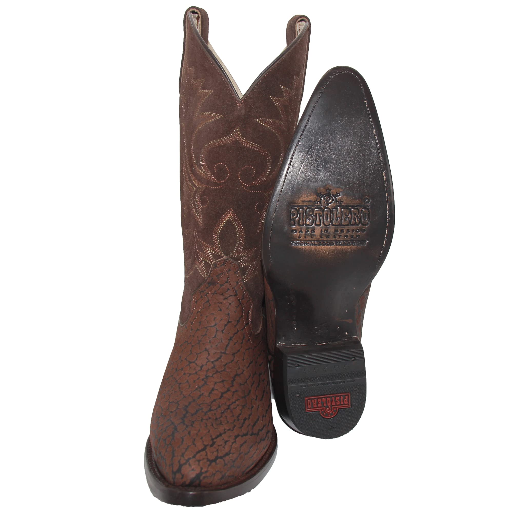 **Western Cowboy Boots for Men - Genuine Leather J-Toe with Bull Neck Print | Durable & Stylish for Rodeo, Country Dancing & Outdoor Adventures**