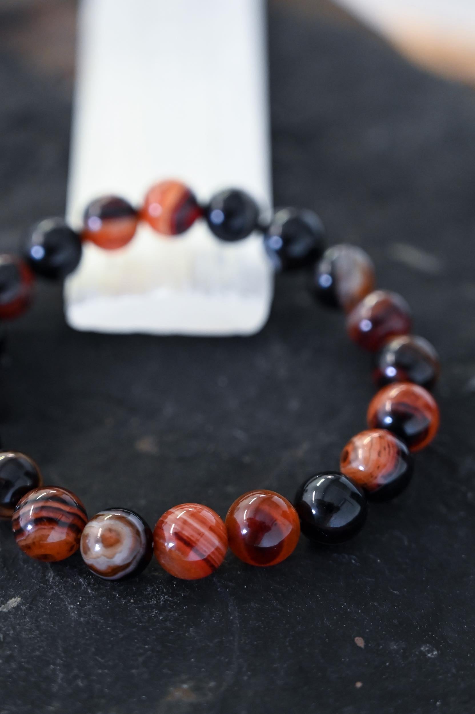 Brown Agate Bracelet for Women - Natural Stone Beaded Adjustable Wristband for Healing, Meditation & Positive Energy | Boho Chic Jewelry for Everyday Wear & Spiritual Gifts