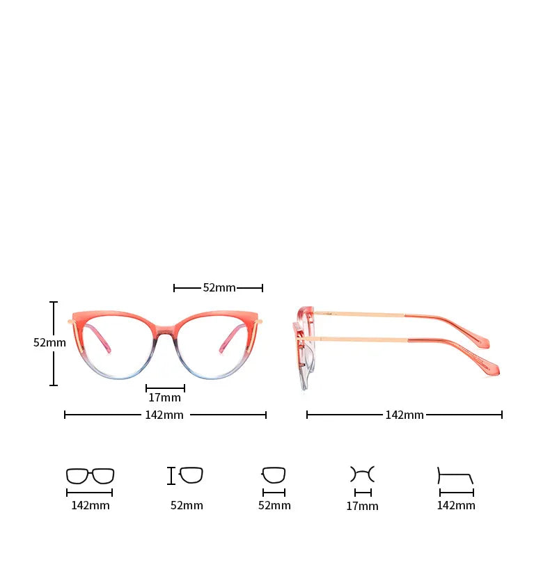 CCspace Women's Full Rim Cat Eye Titanium Eyeglasses Frame 56963 - Lightweight & Durable Glasses for Work, Reading & Fashion