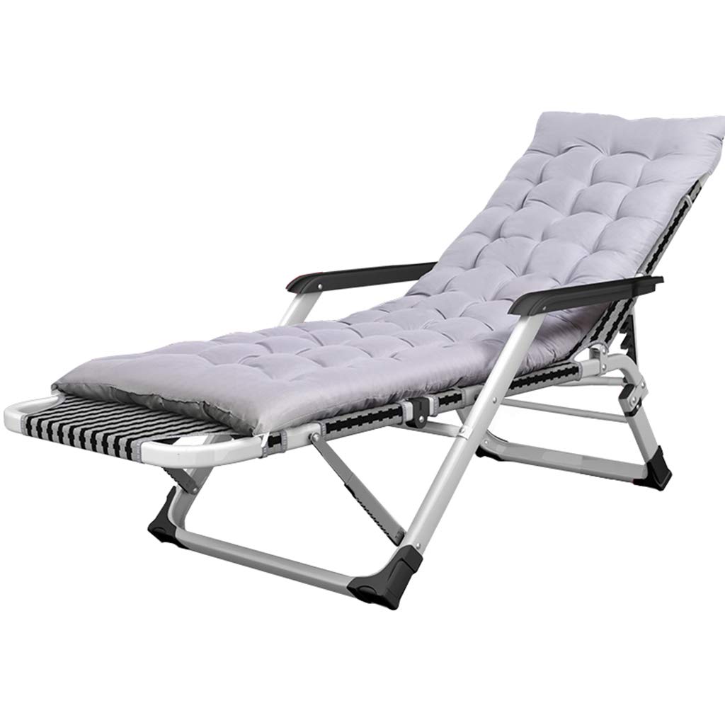 Extra Wide Sun Lounger Recliner with Cushion - Foldable Patio Chair for Poolside, Garden & Backyard - Comfortable Outdoor Sunbed for Adults & Kids - Gray Relaxing Lounge Chair for Beach, Deck & Balcony