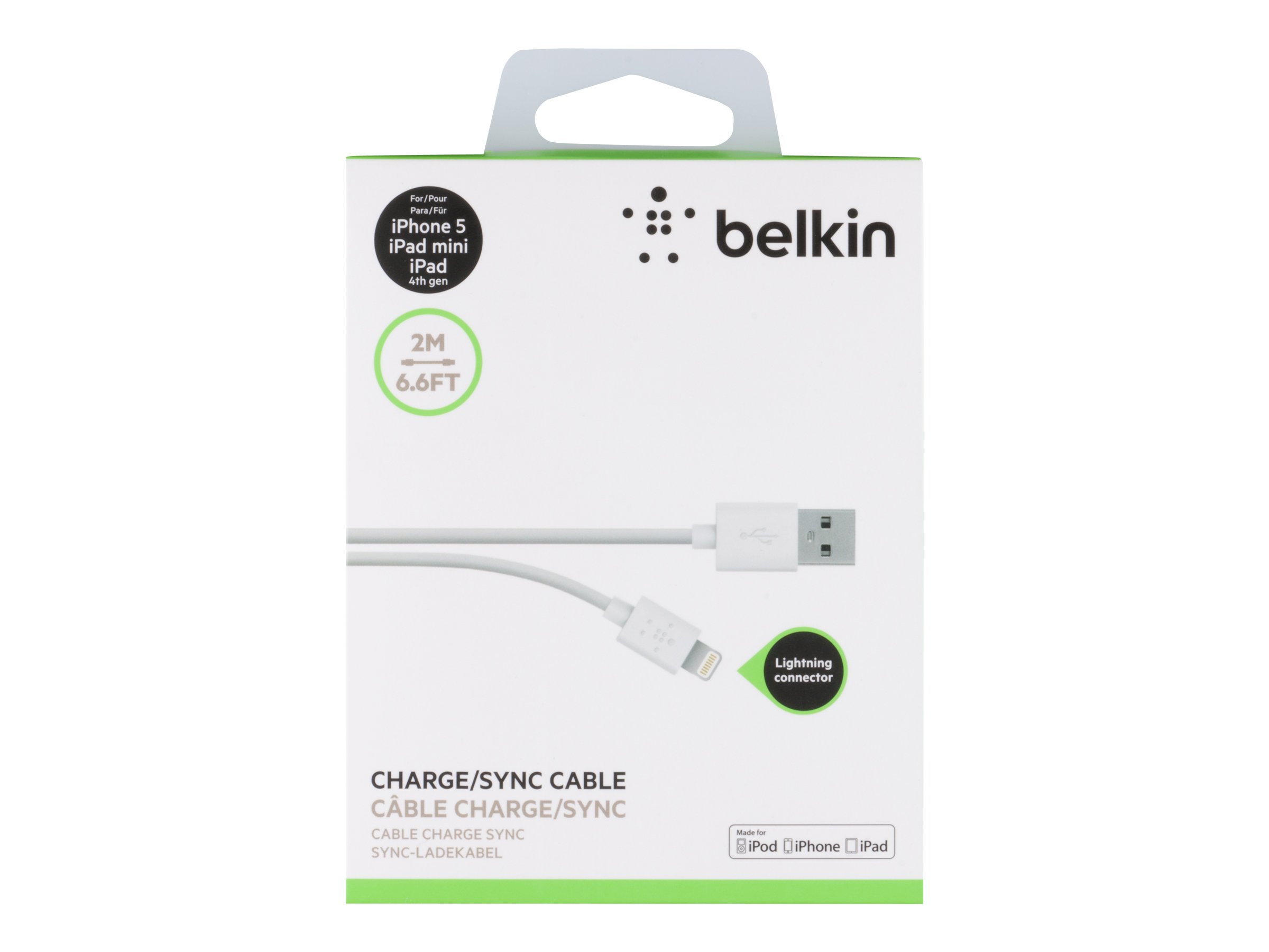 Belkin Apple Certified MIXIT Lightning to USB Cable 6.6ft (2m) - Fast Charging & Sync for iPhone iPad - White - Perfect for Home Office Car Travel Charging