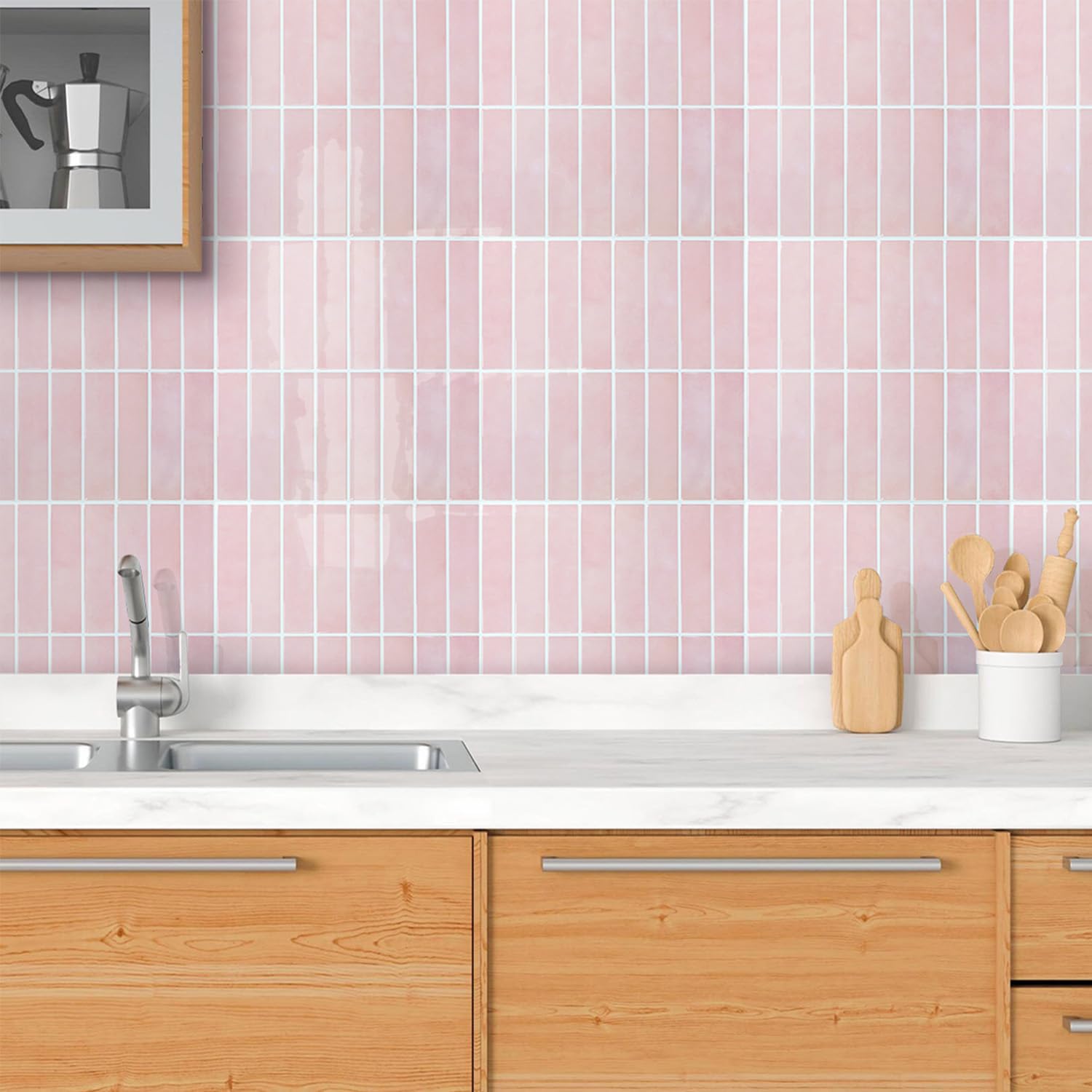 Commomy Pink Peel and Stick Tile - 10 Pack 12