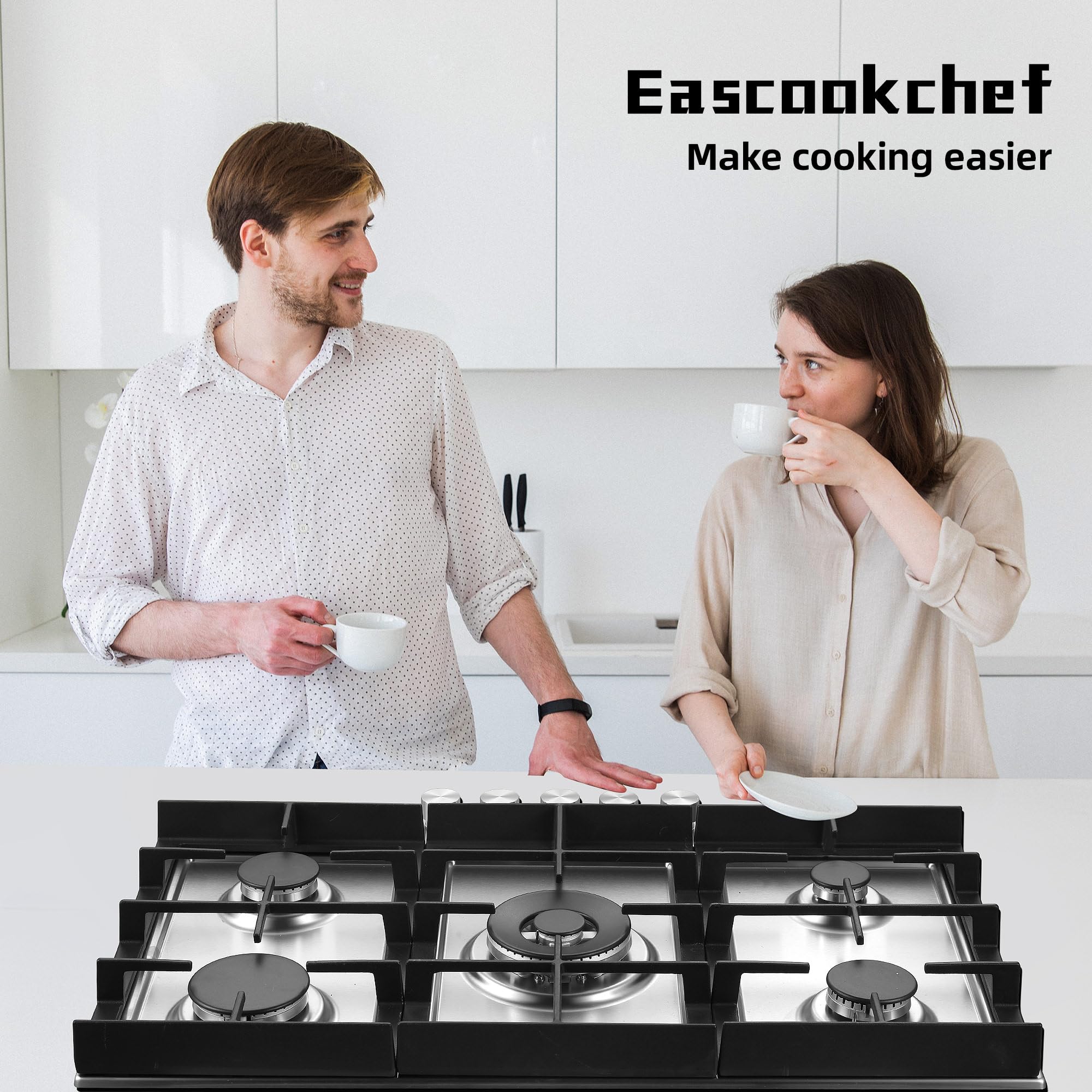 30 Inch Stainless Steel Gas Cooktop with 5 High-Efficiency Burners - Built-In NG/LPG Convertible Gas Stove for Kitchen - Thermocouple Protection - Perfect for Home Cooking, Restaurant Use & RV Kitchens