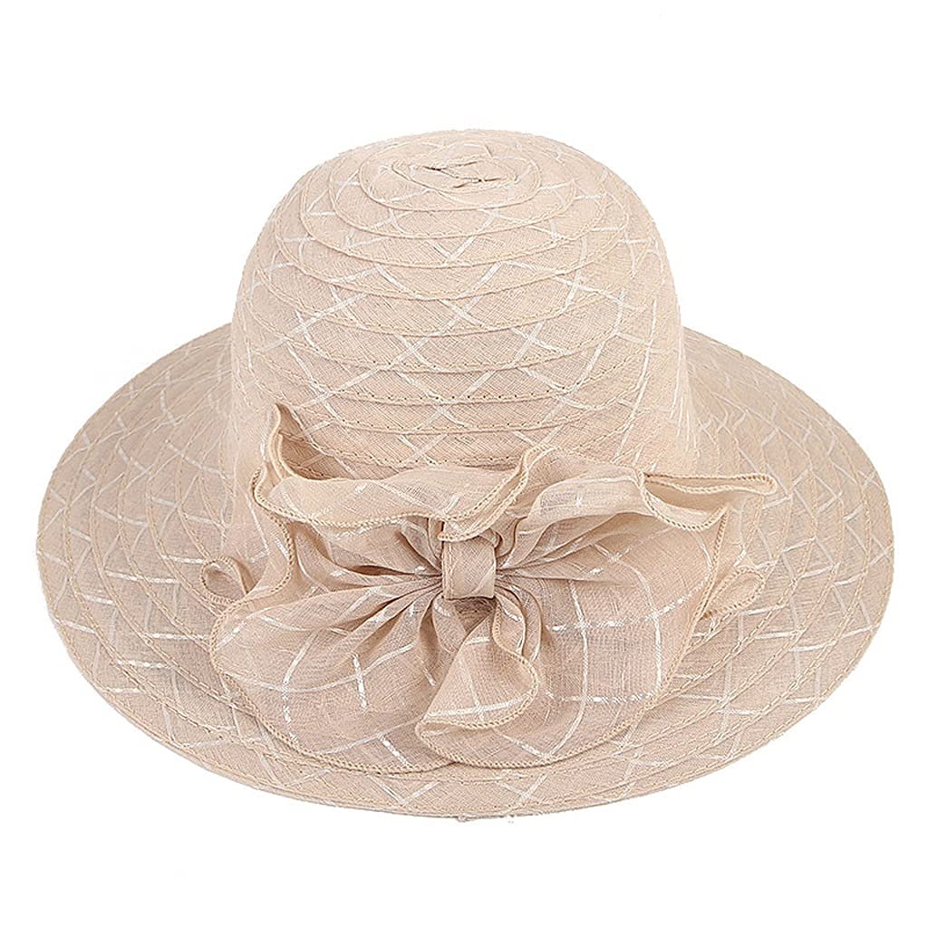 2021 Summer Women's Bucket Hat with Detachable Bow - Foldable, Breathable Sun Hat for Outdoor, Beach, Church & Elegant Occasions