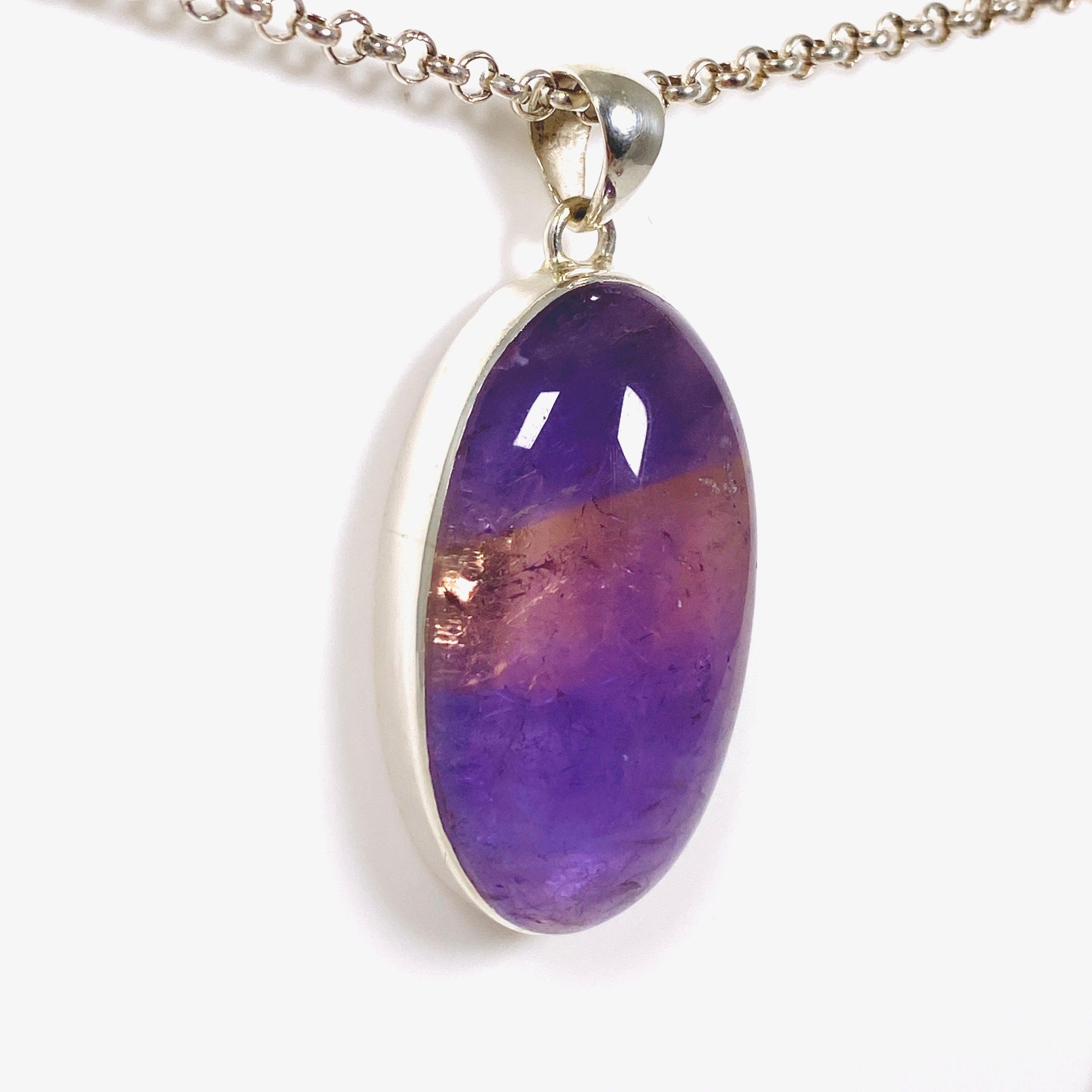 Natural Ametrine Oval Pendant Necklace - 925 Sterling Silver Jewelry Gift for Women | Elegant Birthstone Jewelry for Birthday, Anniversary & Special Occasions