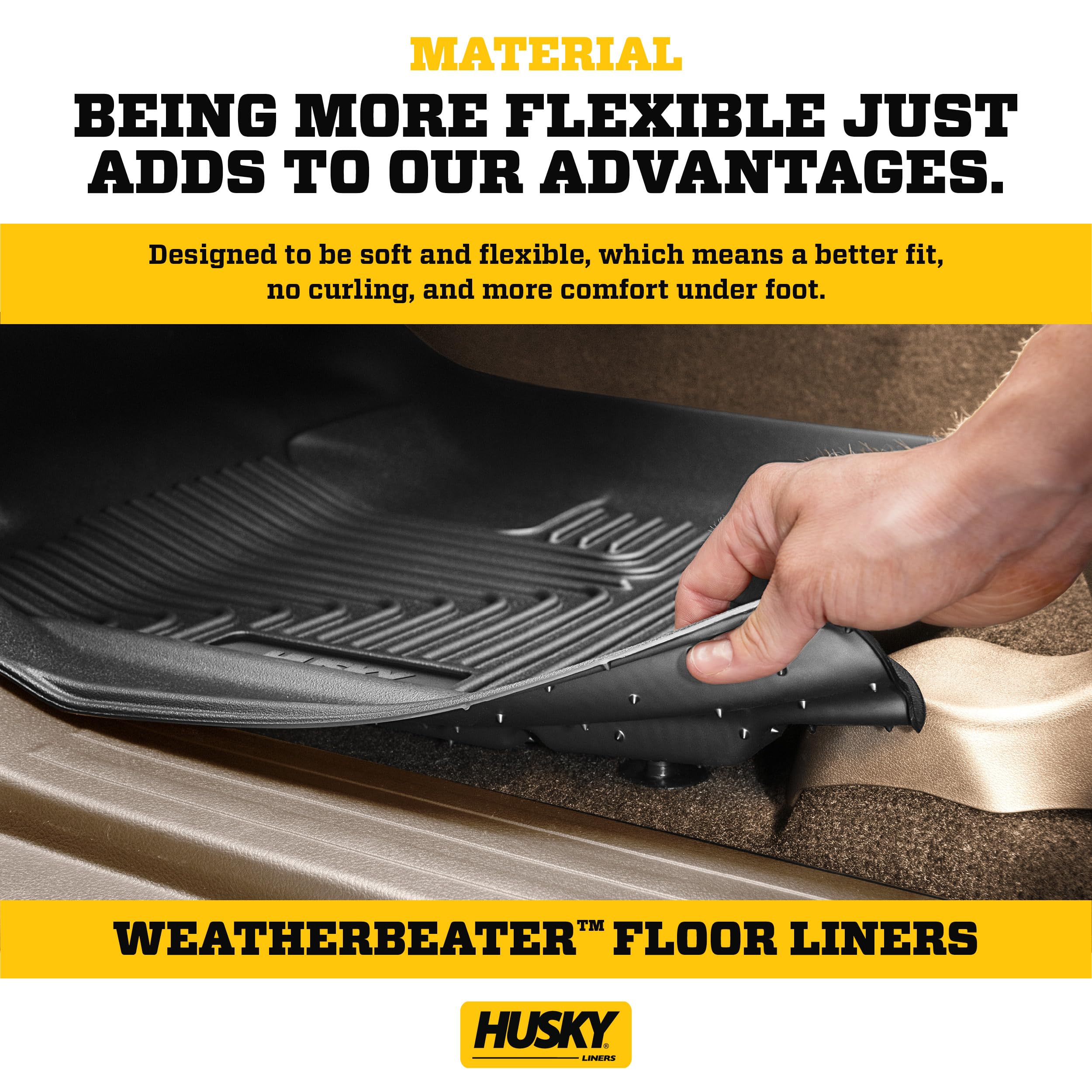 Husky Liners Weatherbeater Floor Mats for 2019-2025 Jeep Wrangler (JL) 2-Door & 4-Door Unlimited - Front Row 2-Piece Set, Black (13021) | All-Weather Protection for Off-Road Adventures & Daily Commutes