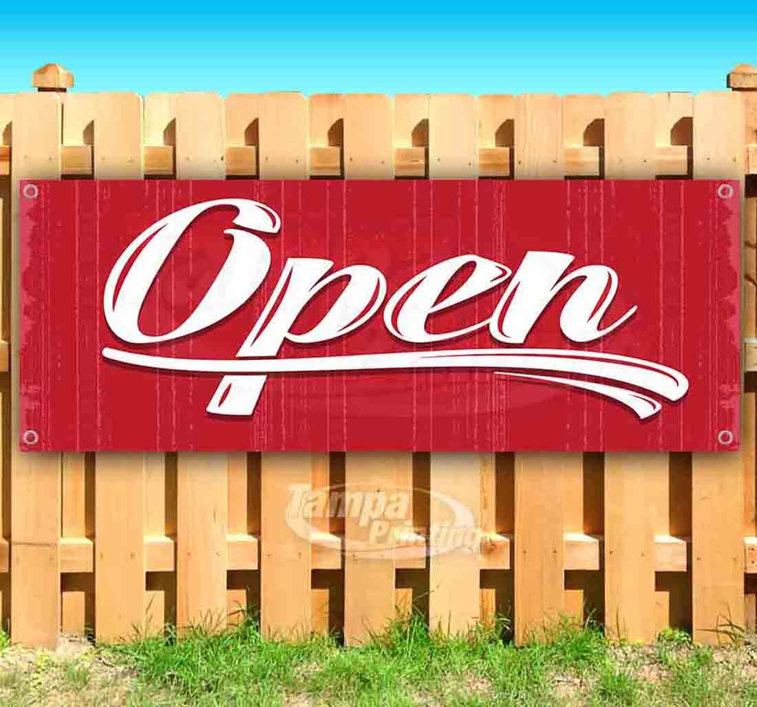 13 oz Heavy-Duty Vinyl Open Banner with Metal Grommets - Single-Sided Non-Fabric Sign for Outdoor Events, Trade Shows & Business Advertising