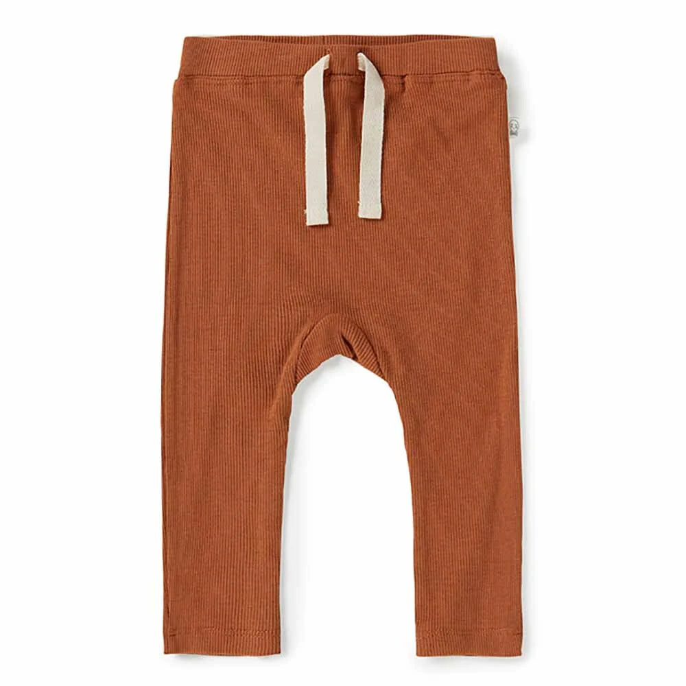 Snuggle Hunny Ribbed Organic Cotton Baby Pants - Size 0 (6-12 Months) for Boys & Girls - Soft & Comfortable for Playtime, Sleep & Everyday Wear