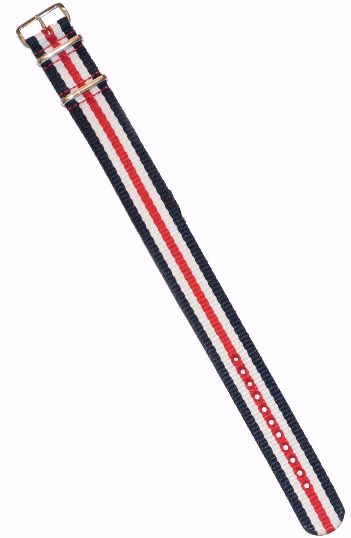 Premium Navy White Red Thin Stripe Watch Band - Durable & Stylish Replacement Strap for Apple Watch, Fitbit & More - Perfect for Workouts, Casual Wear & Everyday Use