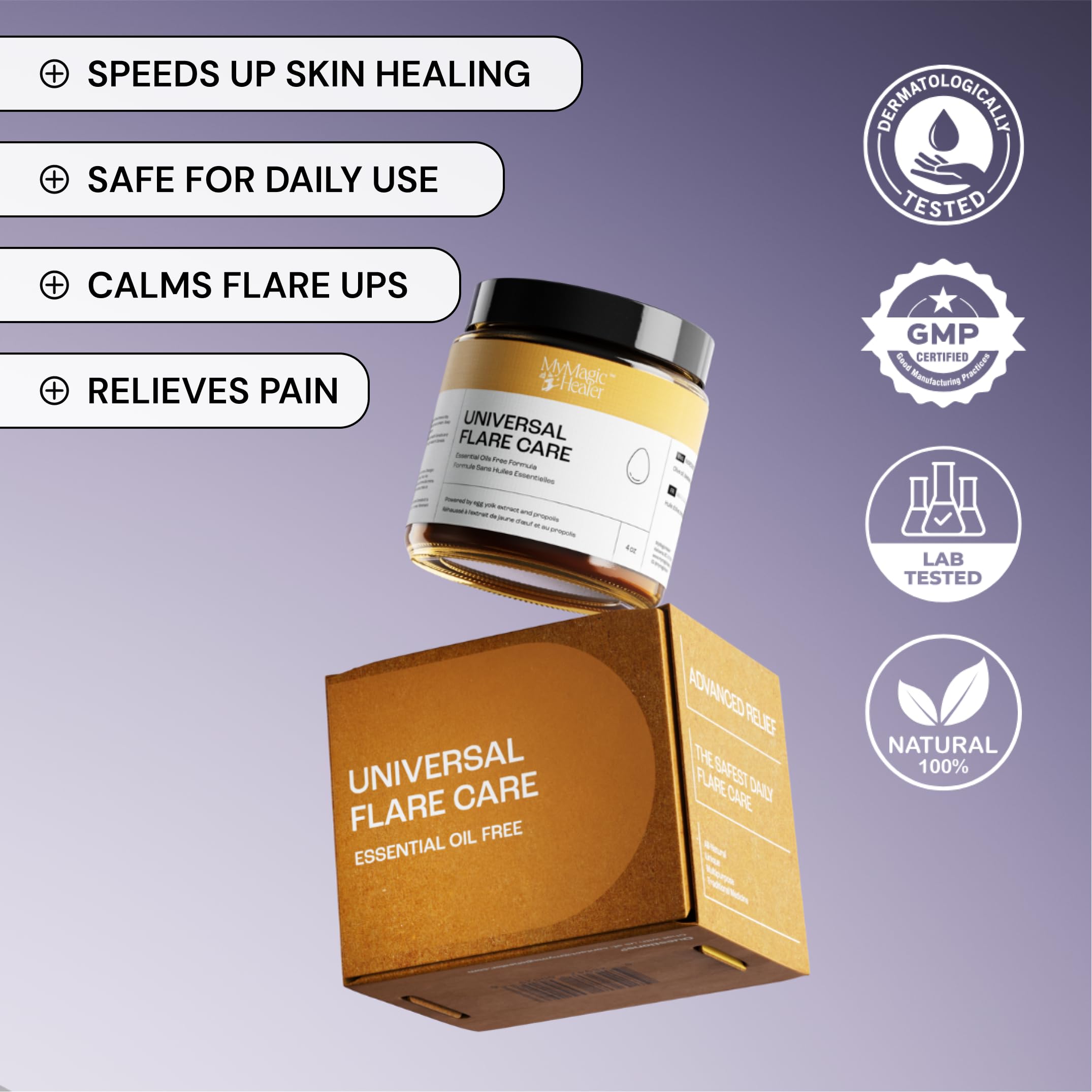 Universal Flare Care Soothing Skin Balm - Propolis & Egg Yolk Formula for Eczema, Dermatitis, Psoriasis Relief | Fragrance-Free Solution for Rashes, Baby Skin, Hidradenitis, Chafing & Wounds | 4oz | Perfect for Daily Skin Care & Sensitive Skin Needs