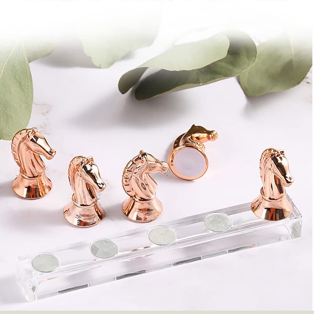 Horse Head Nail Art Stand - 3 Sets with Clay for Salon & DIY Manicure