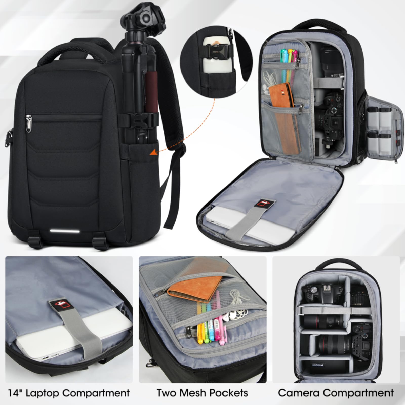 Professional Waterproof DSLR SLR Mirrorless Camera Backpack - Large Capacity Anti-Theft Photography Bag with Rain Cover & 14