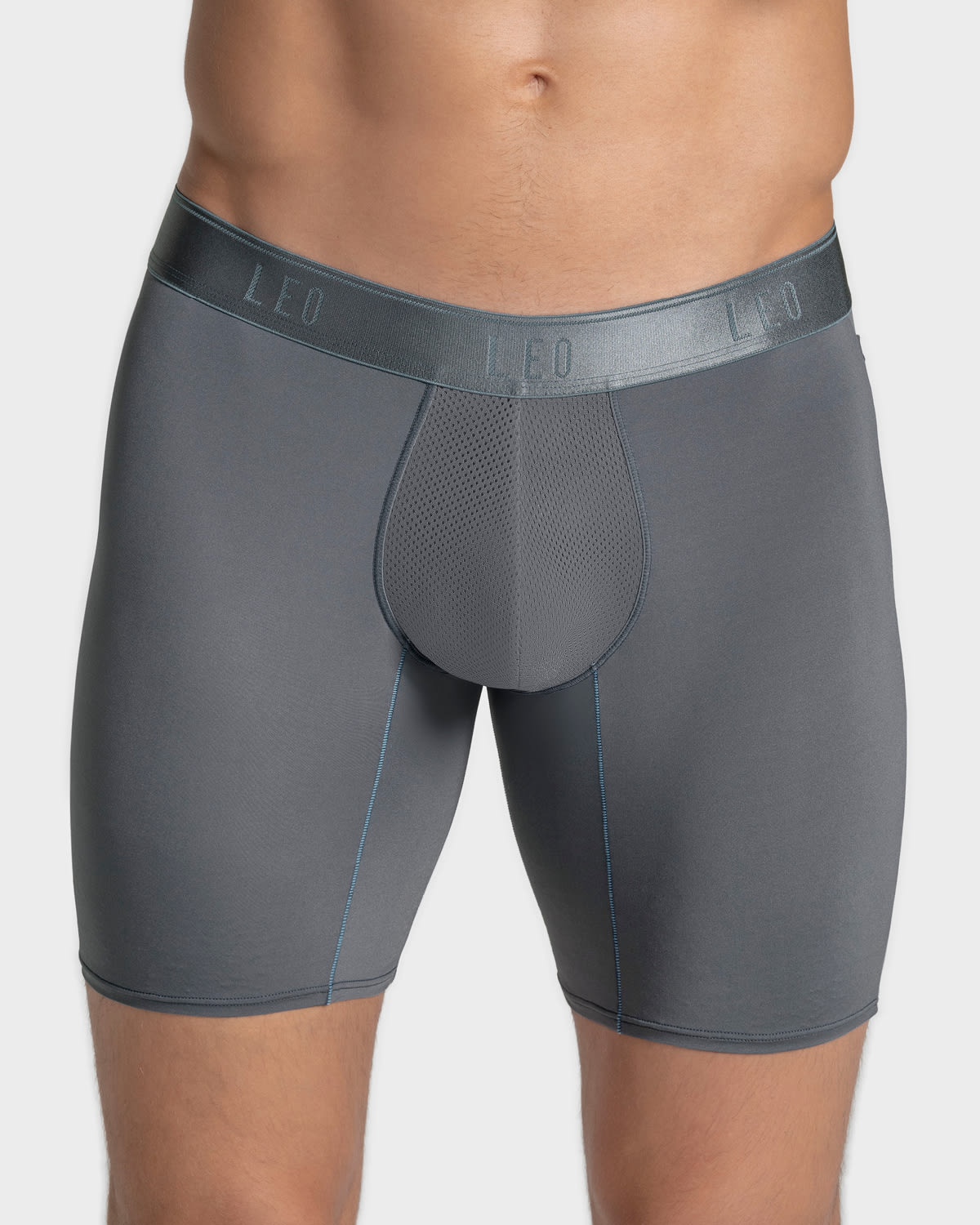 Breathable Long Athletic Boxer Briefs with Side Pocket - Moisture-Wicking Men's Underwear for Sports & Workout